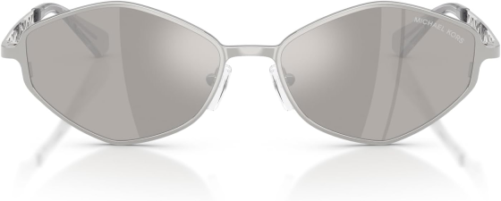 MICHAEL KORS WOMENS MK1181 GOLD COAST HEXAGONAL SILVER MIRRORED SUNGLASSES 56MM