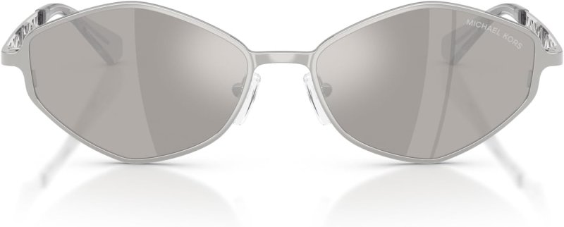 MICHAEL KORS WOMENS MK1181 GOLD COAST HEXAGONAL SILVER MIRRORED SUNGLASSES 56MM