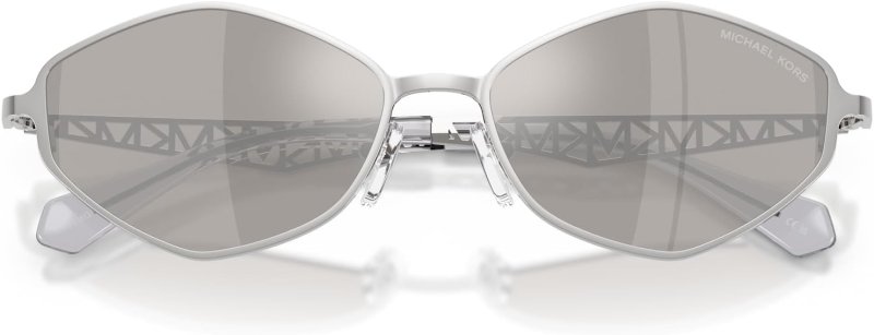 MICHAEL KORS WOMENS MK1181 GOLD COAST HEXAGONAL SILVER MIRRORED SUNGLASSES 56MM