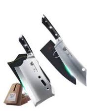 DALSTRONG 9" OBLITERATOR MEAT CLEAVER WITH STAND + 8" CHEF & CLEAVER HYBRID CRIXUS KNIFE MEAT PREP BUNDLE
