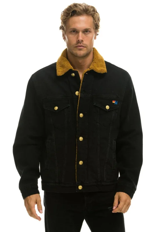 AVIATOR NATION HIGH ON LIFE RANCH SHERPA DENIM JACKET - VINTAGE BLACK