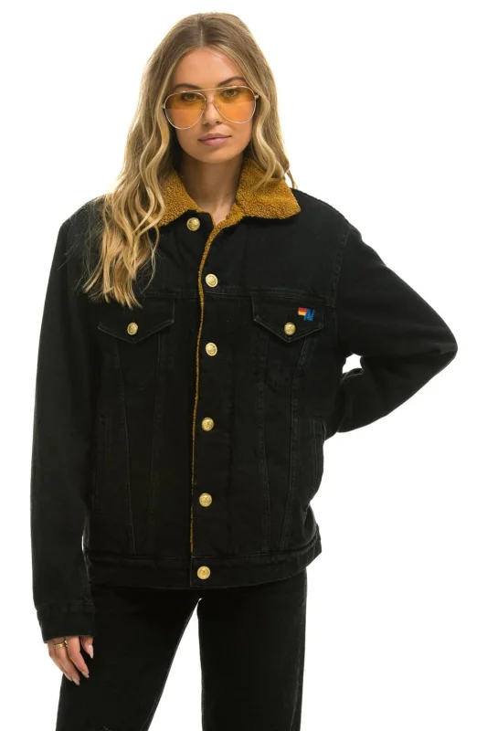 AVIATOR NATION HIGH ON LIFE RANCH SHERPA DENIM JACKET - VINTAGE BLACK