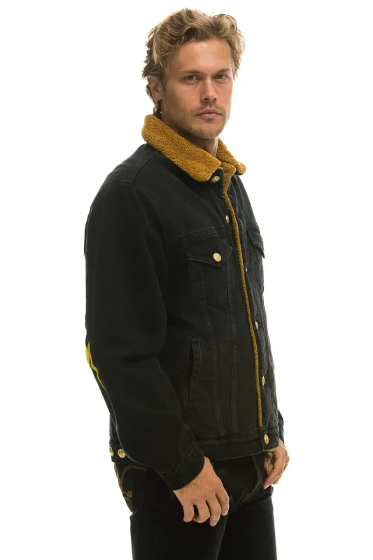 AVIATOR NATION HIGH ON LIFE RANCH SHERPA DENIM JACKET - VINTAGE BLACK