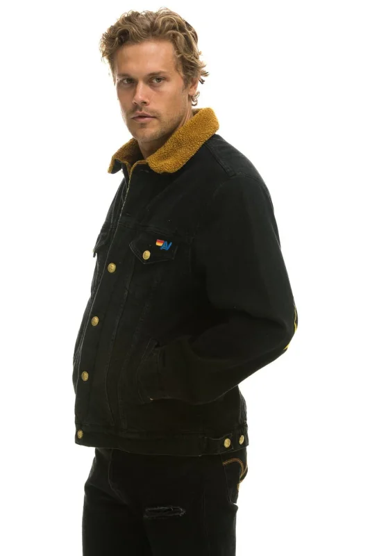AVIATOR NATION HIGH ON LIFE RANCH SHERPA DENIM JACKET - VINTAGE BLACK