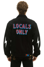 AVIATOR NATIONAL LOCALS ONLY OVERSIZED CONCERT DENIM JACKET - VINTAGE BLACK