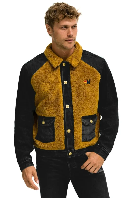 AVIATOR NATION ASPEN SHERPA UNISEX DENIM JACKET - BLACK HONEY
