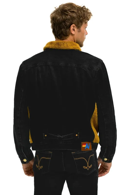 AVIATOR NATION ASPEN SHERPA UNISEX DENIM JACKET - BLACK HONEY