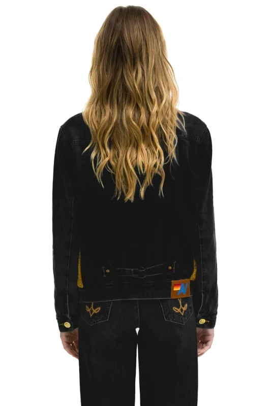 AVIATOR NATION ASPEN SHERPA UNISEX DENIM JACKET - BLACK HONEY