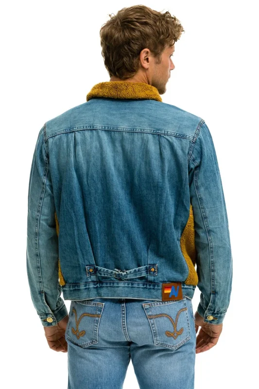 AVIATOR NATION ASPEN SHERPA UNISEX DENIM JACKET - MEDIUM VINTAGE