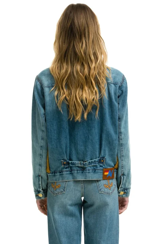 AVIATOR NATION ASPEN SHERPA UNISEX DENIM JACKET - MEDIUM VINTAGE