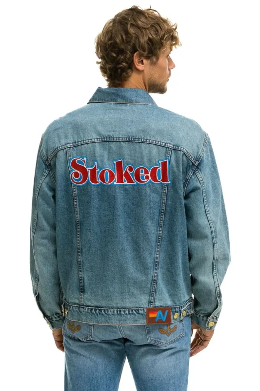 AVIATOR NATION STOKED OVERSIZED CONCERT DENIM JACKET - VINTAGE