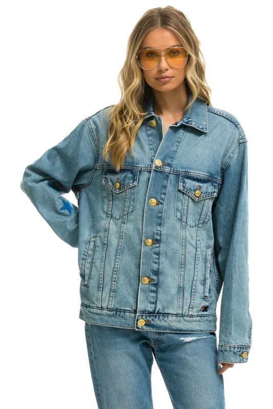 AVIATOR NATION STOKED OVERSIZED CONCERT DENIM JACKET - VINTAGE