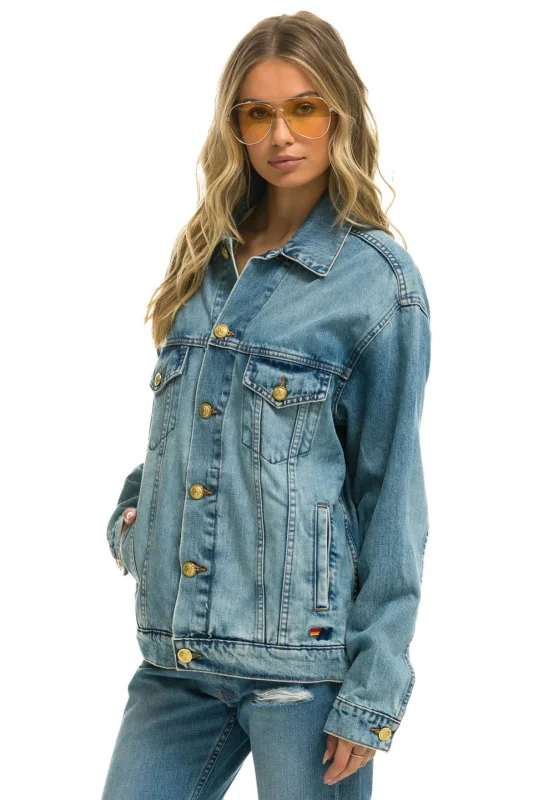 AVIATOR NATION STOKED OVERSIZED CONCERT DENIM JACKET - VINTAGE