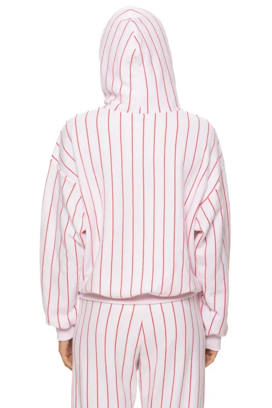 AVIATOR NATION PHILADELPHIA PHILLIES PINSTRIPE 2026 RELAXED PULLOVER HOODIE - WHITE // RED