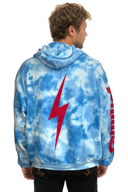 AVIATOR NATION PHILLIES HAND DYED RELAXED PULLOVER HOODIE - TIE DYE BLUE
