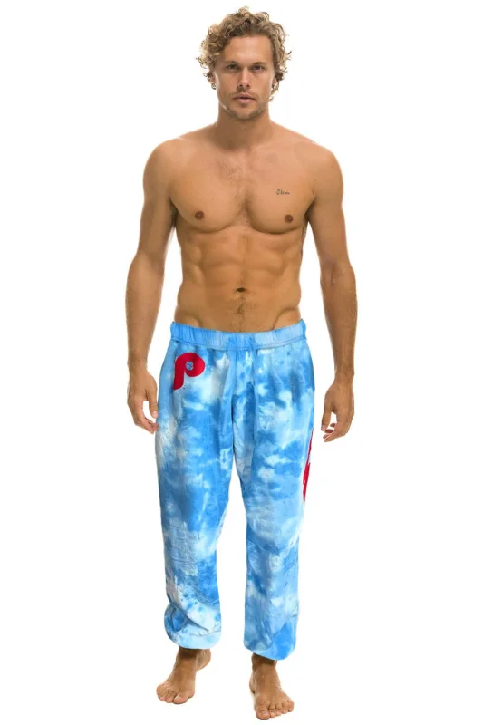 AVIATOR NATION PHILLIES HAND DYED SWEATPANTS - TIE DYE BLUE