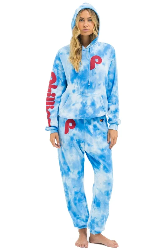 AVIATOR NATION PHILLIES HAND DYED SWEATPANTS - TIE DYE BLUE