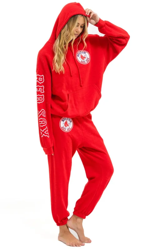 AVIATOR NATION RED SOX RELAXED PULLOVER HOODIE - RED
