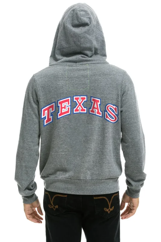 AVAITOR NATION TEXAS RANGERS 5 STRIPE ZIP HOODIE - HEATHER GREY // USA