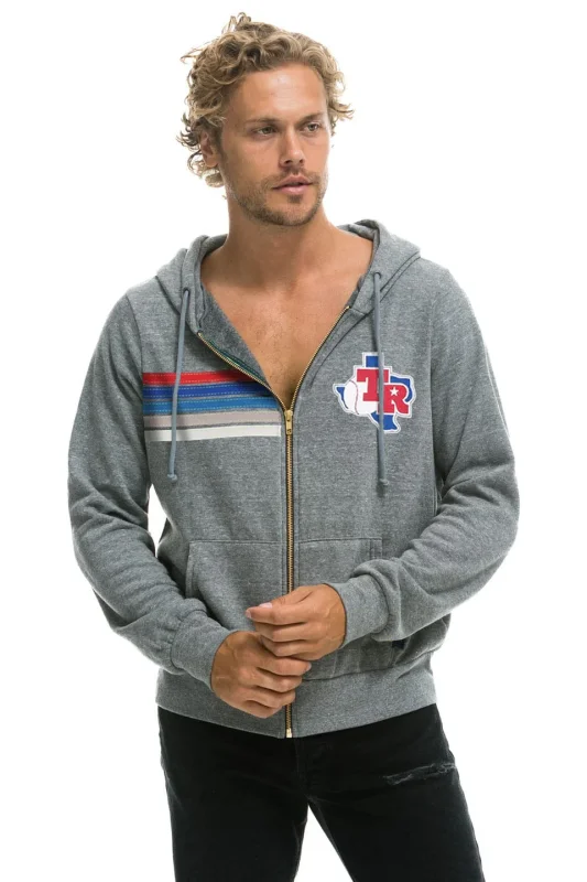 AVAITOR NATION TEXAS RANGERS 5 STRIPE ZIP HOODIE - HEATHER GREY // USA