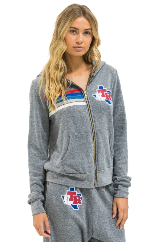AVAITOR NATION TEXAS RANGERS 5 STRIPE ZIP HOODIE - HEATHER GREY // USA