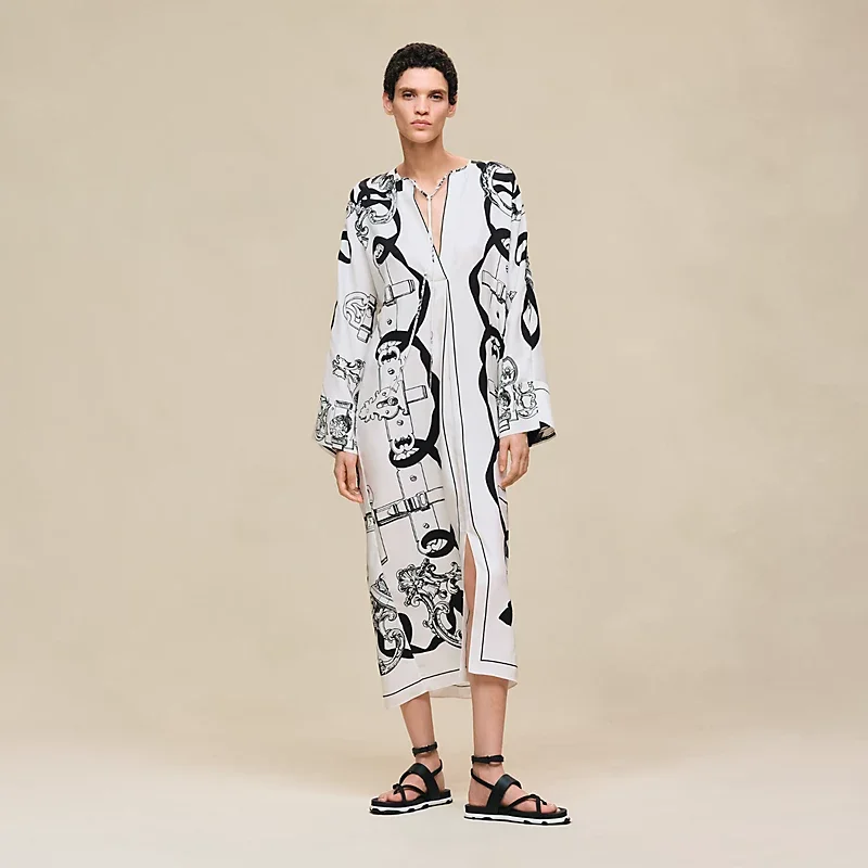 HERMES FERRONNERIE REMIX" CAFTAN BLANC NACRE