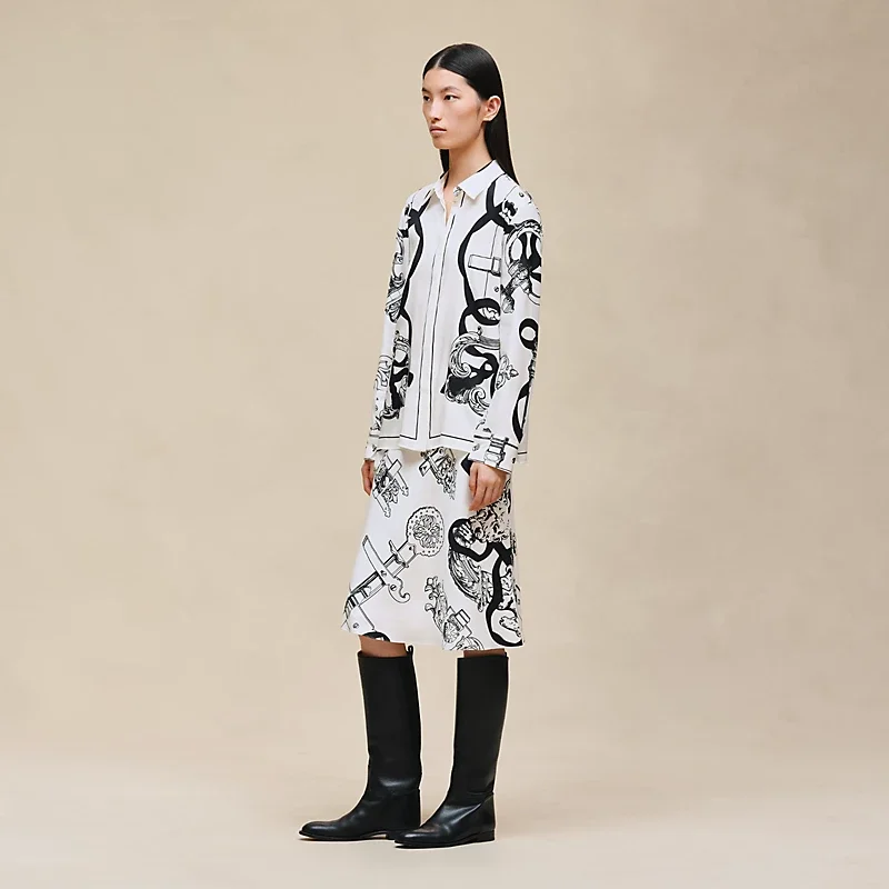 HERMES FERRONNERIE REMIX" CLASSIC SHIRT BLANC NACRE