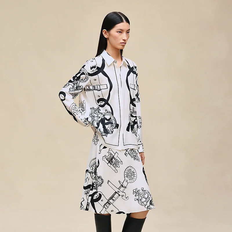 HERMES FERRONNERIE REMIX" CLASSIC SHIRT BLANC NACRE