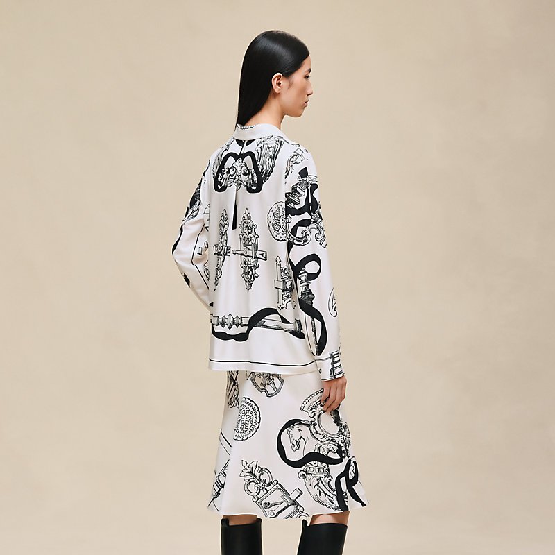 HERMES FERRONNERIE REMIX" CLASSIC SHIRT BLANC NACRE