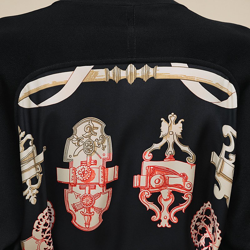 HERMES FERRONNERIE REMIX" LONG-SLEEVE TWILLAINE CARDIGAN NOIR