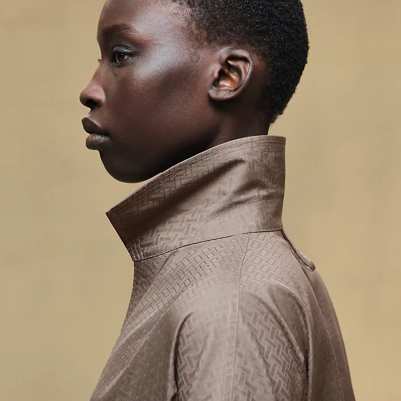 HERMES CROPPED POLO BLOUSE GRIS / éTOUPE