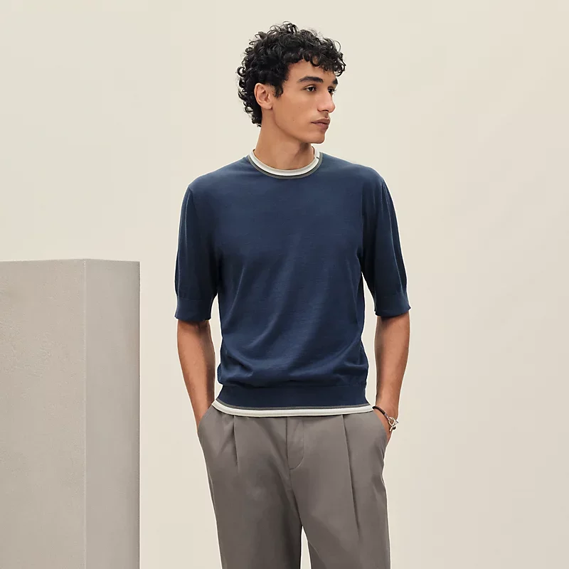 HERMES RAYURES & TWIST" CREWNECK SWEATER INDIGO