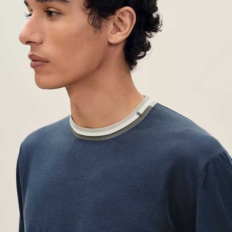 HERMES RAYURES & TWIST" CREWNECK SWEATER INDIGO