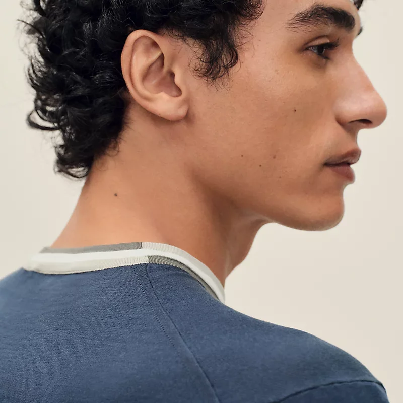 HERMES RAYURES & TWIST" CREWNECK SWEATER INDIGO