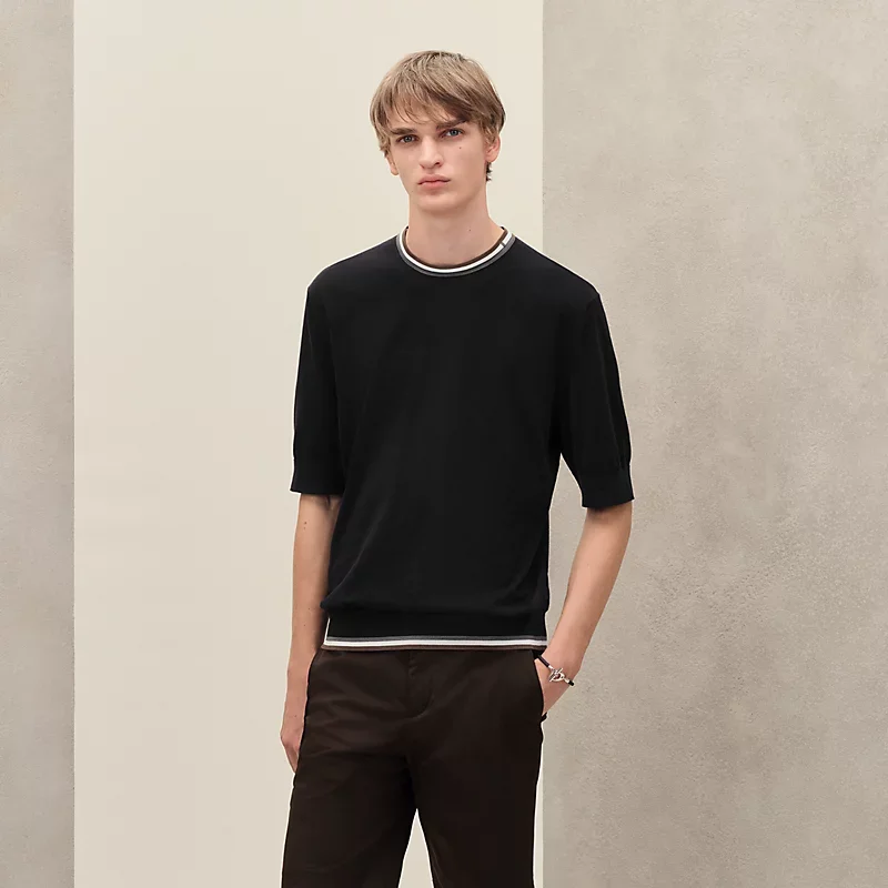 HERMES RAYURES & TWIST" CREWNECK SWEATER NOIR