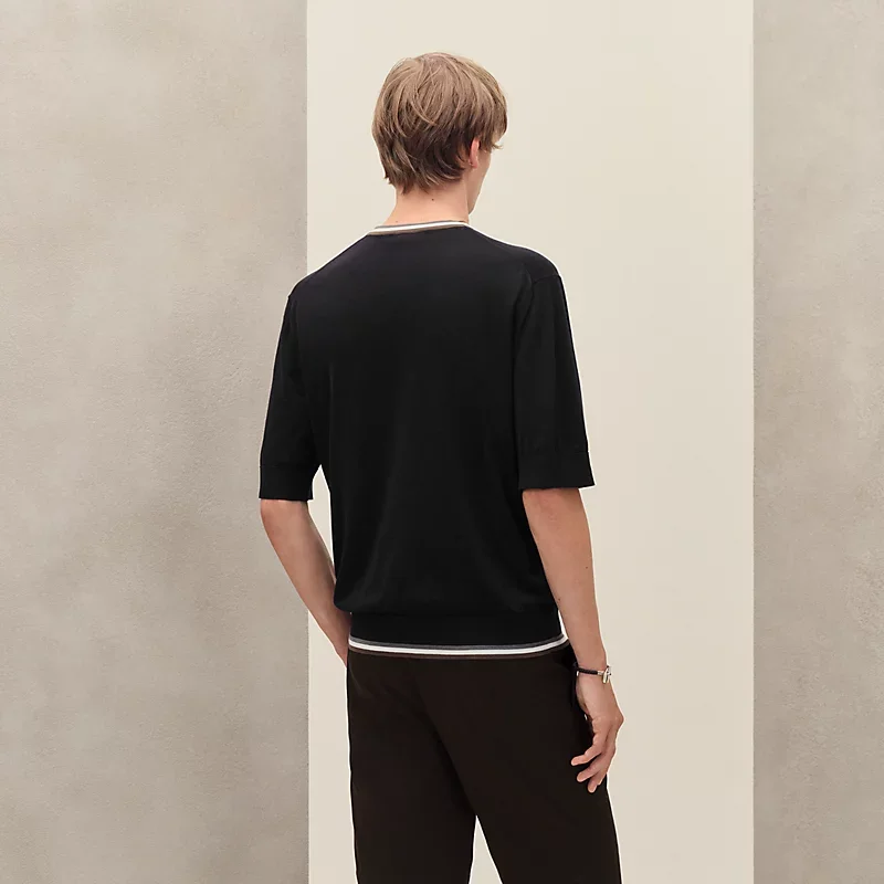 HERMES RAYURES & TWIST" CREWNECK SWEATER NOIR