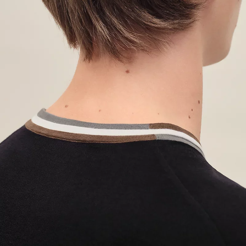 HERMES RAYURES & TWIST" CREWNECK SWEATER NOIR