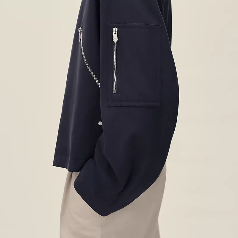 HERMES ZIPPED STRAIGHT CUT JACKET MARINE