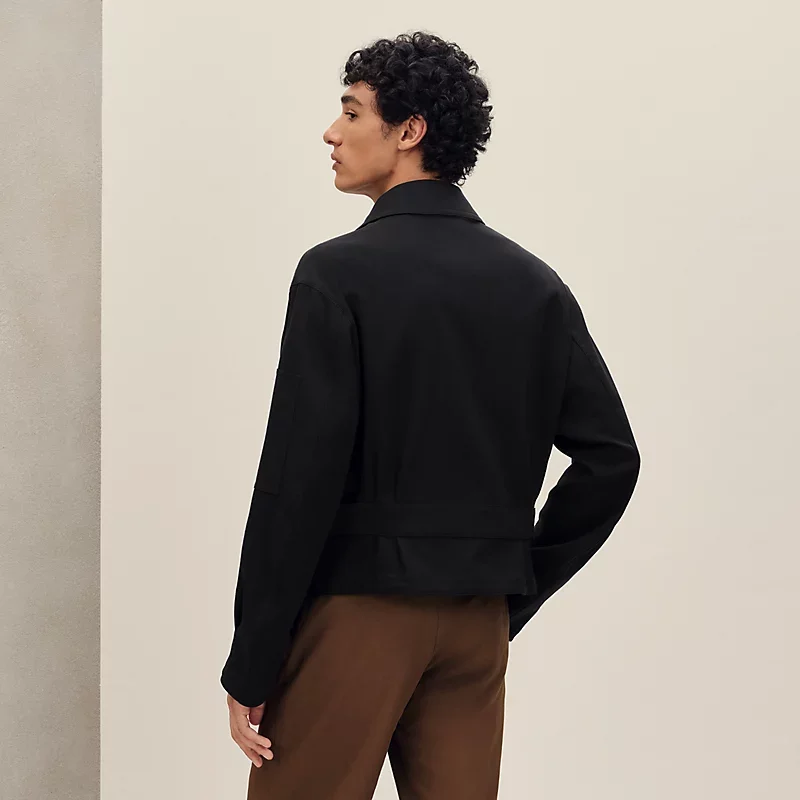 HERMES ZIPPED STRAIGHT CUT JACKET NOIR