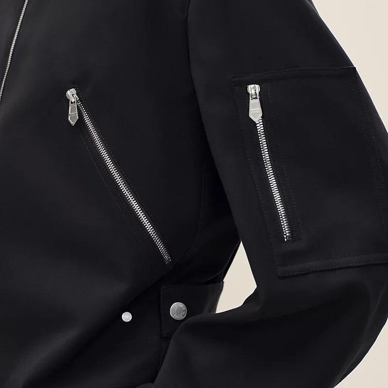 HERMES ZIPPED STRAIGHT CUT JACKET NOIR