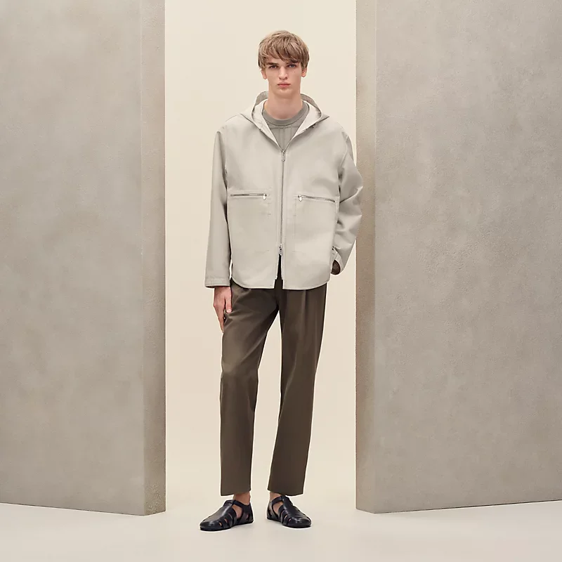 HERMES REVERSIBLE HOODED JACKET MASTIC