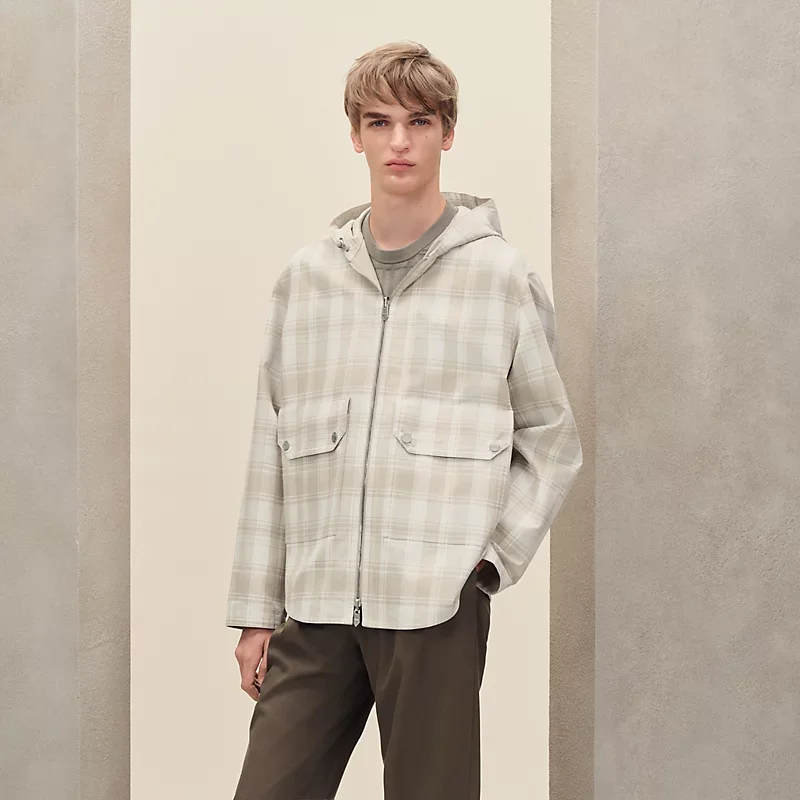 HERMES REVERSIBLE HOODED JACKET MASTIC