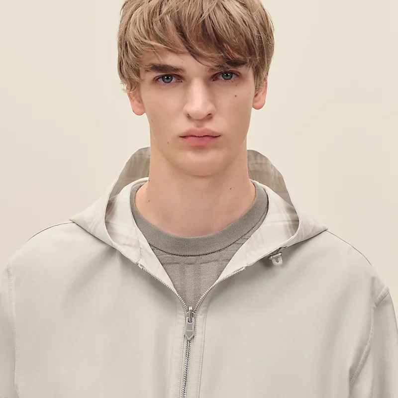 HERMES REVERSIBLE HOODED JACKET MASTIC