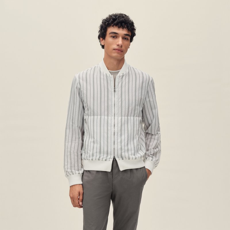 HERMES RIB-TRIM JACKET BLANC