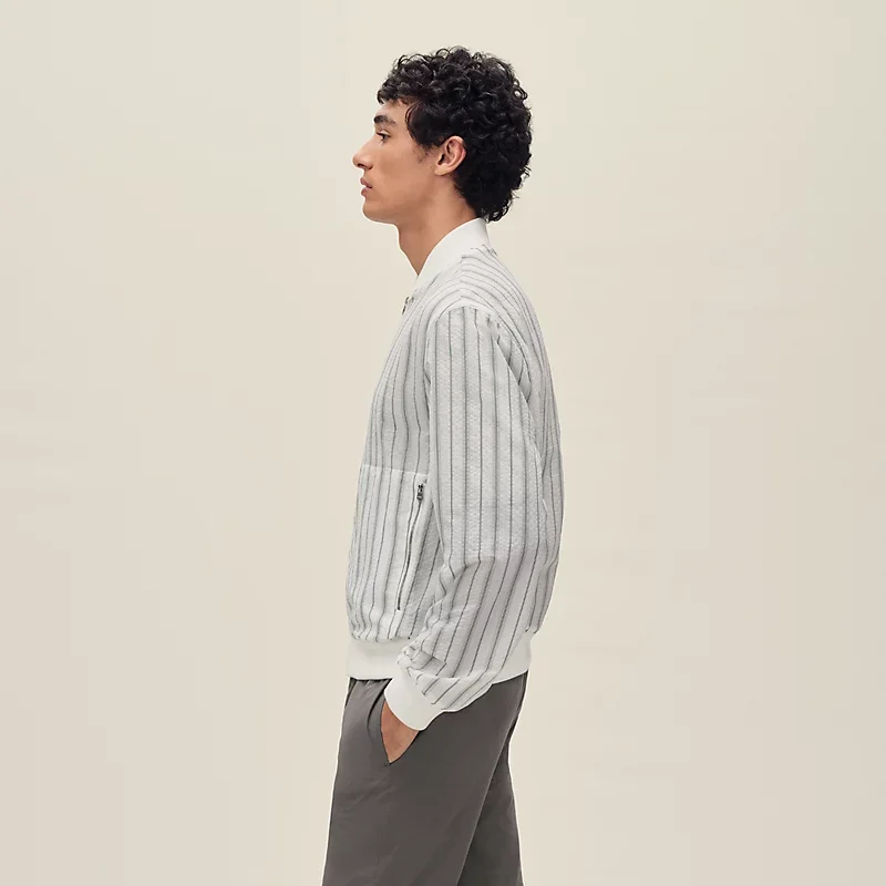 HERMES RIB-TRIM JACKET BLANC