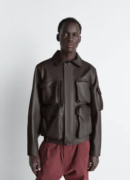 LEMAIRE- LEATHER BLOUSON WITH POCKETS IN LEATHER