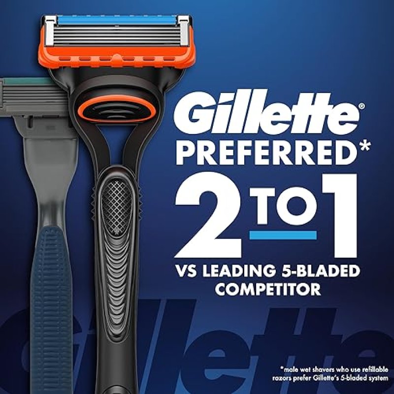 GILLETTE FUSION5 MENS RAZOR WITH 4 BLADE REFILLS AND LUBRASTRIP FOR COMFORTABLE SHAVING