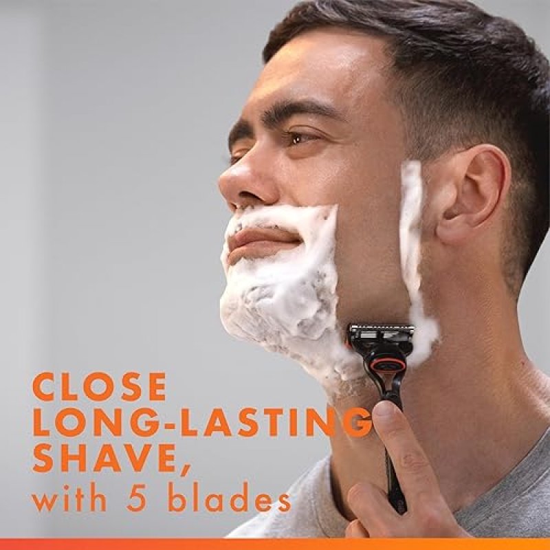 GILLETTE FUSION5 MENS RAZOR WITH 4 BLADE REFILLS AND LUBRASTRIP FOR COMFORTABLE SHAVING