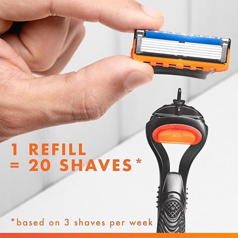 GILLETTE FUSION5 MENS RAZOR WITH 4 BLADE REFILLS AND LUBRASTRIP FOR COMFORTABLE SHAVING