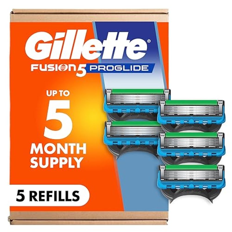 GILLETTE FUSION5 PROGLIDE RAZOR BLADE REFILLS FOR MEN 5 COUNT REPLACEMENT BLADES